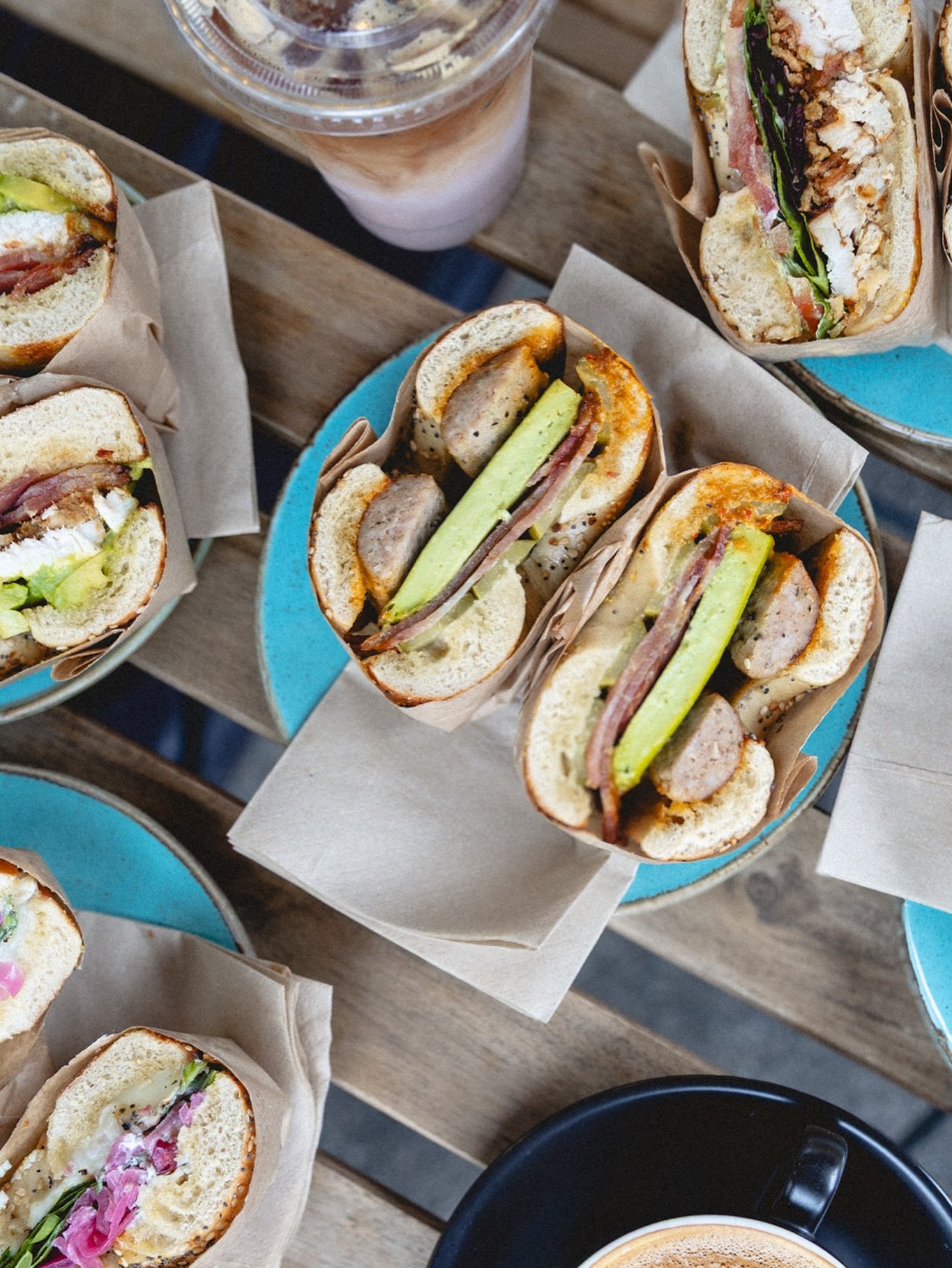 Fresh bagels on display